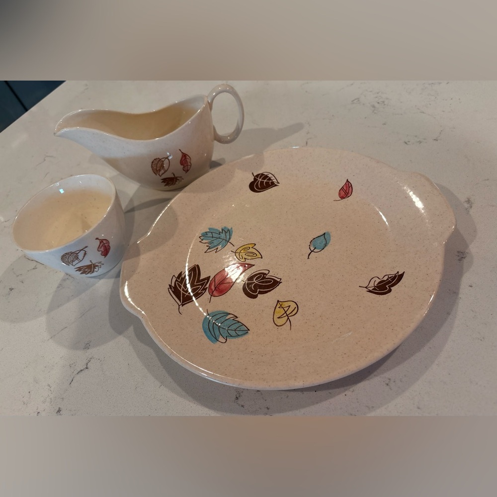 Mid-Century Falling Leaves Royal China USA 1957 Set Vintage